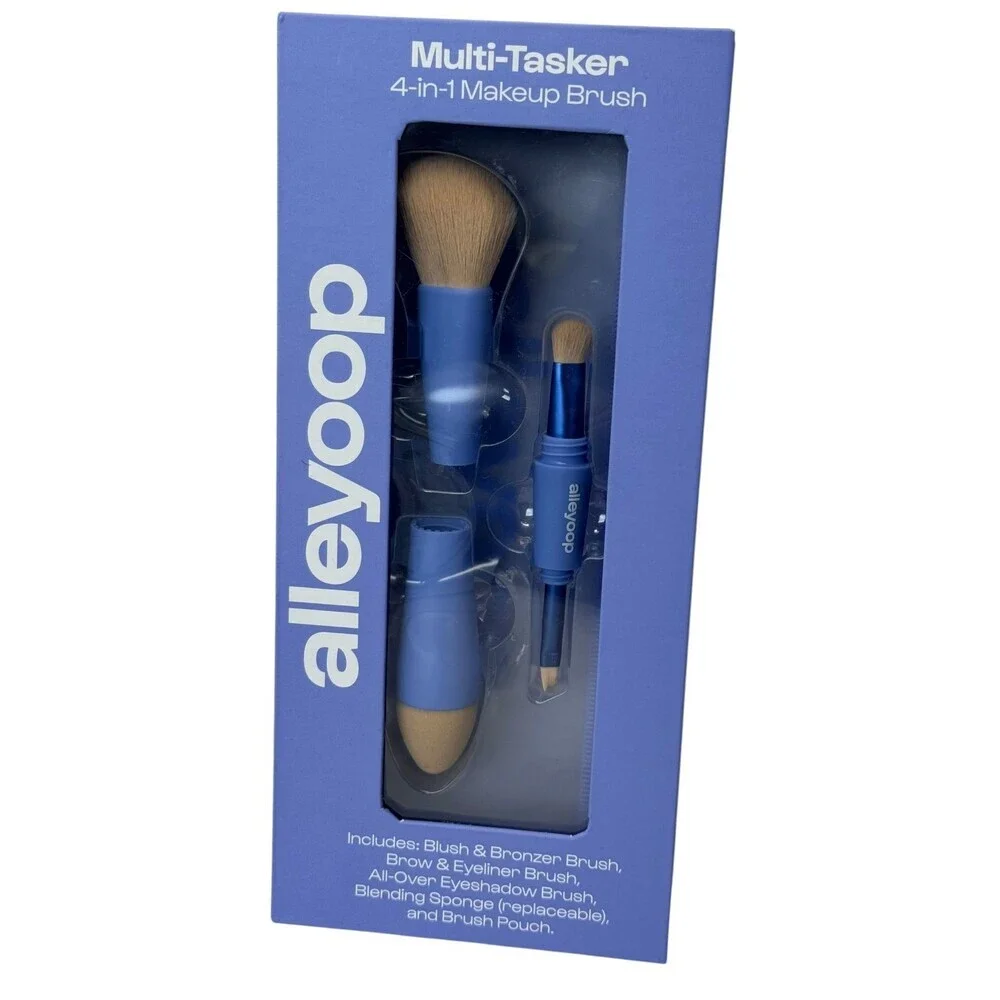 Alleyoop Overachiever 4-in-1 Multi Tasker Travel Makeup Brush Set •NOB• Vegan